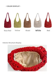 Détails de sacs de plage en crochet multicolores avec design ajouré et doublure intérieure