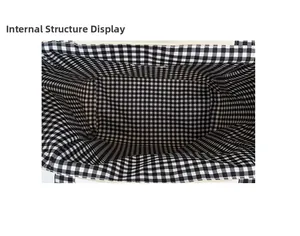 Close-up of the large interior space with classic black and white checkered lining