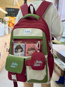 Japanese style transparent ita bag backpack with multi-pocket contrast color stitching design