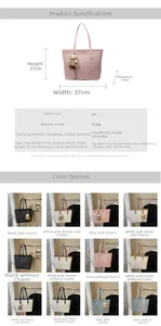 Detailed dimension guide for the large contrast tote bag with measurement specifications