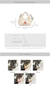 Detailed size specifications for the mini embroidered dog crossbody bag with five colors