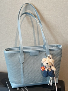 Women's Large Capacity PU Leather Tote Bag Fashion Splicing Shoulder Bag Urban Simple Commuter Handbag With Bear Pendant