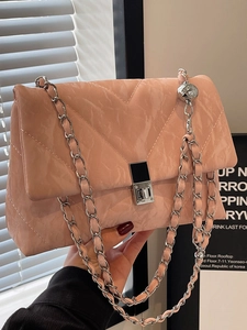 Borsa Piccola Quadrata Trapuntata in PU Retrò da Donna Borsa a Tracolla con Catena Alla Moda Borsa a Spalla Minimalista Urbana Cuciture a V