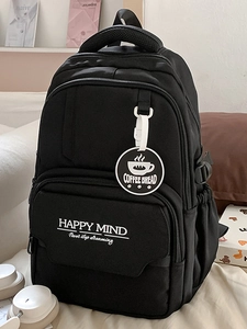 Korean Style Large Capacity Nylon Backpack For Teenagers Women Fashion Student School Bag With Letter Print And Pendant