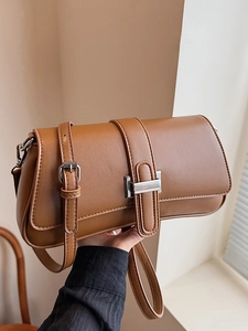 2025 New Women Fashion PU Leather Underarm Bag Minimalist Shoulder Crossbody Bag Retro Baguette Bag With H-Buckle Daily Purses