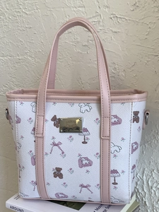 Women Fashion Printed Bucket Bag PU Leather Cartoon Bear Pattern Sweet Style Commute Shoulder Crossbody Bag With Adjustable Strap