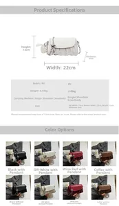 Detailed size specifications and material chart for the small pleated cloud bag with chain