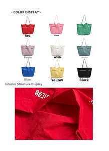 Detailed interior structure and nine color options for the nylon San Francisco tote bag