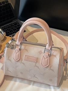 Mini sac Boston rose pour femme avec motif cerf et poignées supérieures arrondies