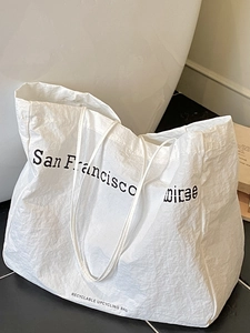 Large Capacity Canvas Tote Bag San Francisco Letter Print Korean Style Eco Friendly Recyclable Shoulder Bag Women Casual Daily Handbag