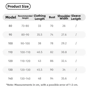 Guide des tailles détaillé pour gilet enfant avec mesures de hauteur et de poitrine
