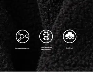 Close-up of thick black fleece fabric texture with skin-friendly and soft attributes