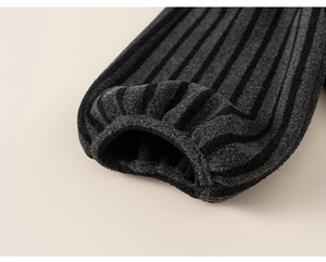 Detailed macro view of the thick fleece-lined ribbed cuff on boys' winter sweatpants