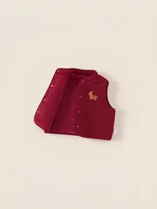 Gilet en polaire rouge pour enfant avec écusson poney et boutons-pression