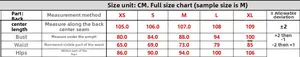 Size chart for off-shoulder elegant dress with length, bust, waist and hip measurements in CM