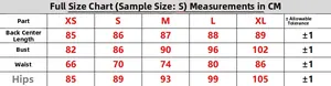 Size chart showing XS to XL dimensions for the black flutter sleeve evening dress