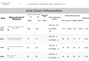 Detailed size chart for the sequined one-shoulder evening dress with fabric components