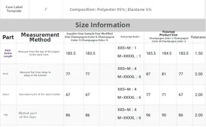 Size chart for champagne one shoulder slit dress with polyester and elastane fabric details