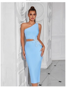Robe Bandage Sexy à Une Épaule pour Femmes avec Fleur de Papillon 3D Découpée et Künstliche Perles Robe Midi Bodycon pour Soirée Mariage Invité