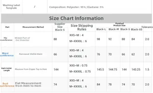 Size chart for strapless evening dress with bust, waist, and hip measurements in centimeters