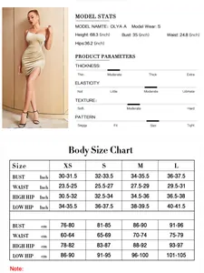 Detailed size chart in inches and cm for this metal chain strap party evening dress
