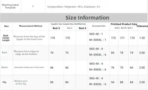 Size chart showing S-L measurements for the red sequin fishtail evening dress