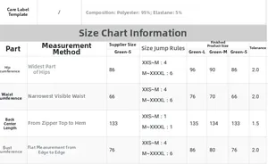 Detailed size guide table with measurements for the elegant solid color evening gown