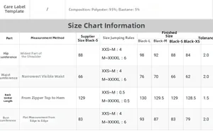 Detailed size chart for elegant off-shoulder split evening dress with fabric components