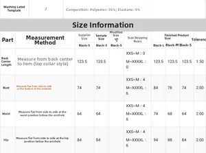 Detailed size chart for elegant slit bandage dress with polyester and spandex measurements