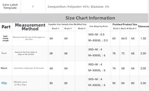 Detailed size chart for the sequin backless dress showing chest, waist, and hip measurements
