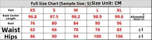 Detailed size chart for women one-shoulder dress showing XS-XL measurements in centimeters