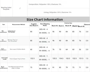 Detailed size chart for elegant split maxi dress with 95% polyester and 5% elastane fabric