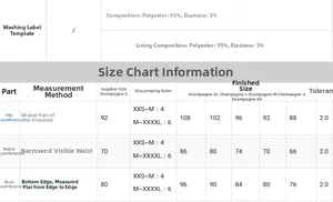 Size guide for sequin evening dress with waist and hip measurements from XS to XL