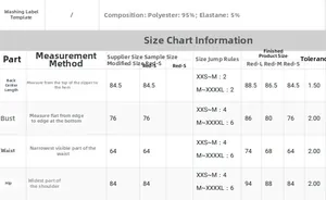 Guide des tailles pour robe bustier moulante avec mesures de poitrine taille et hanches