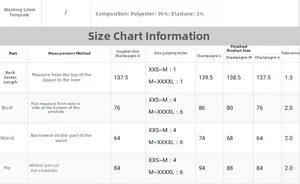 Detailed size chart for champagne sleeveless sequin evening dress with measurements in cm