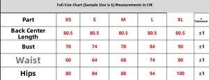 Tableau des tailles détaillé pour robe bandage avec mesures de XS à XL en centimètres