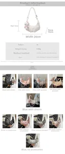 Detailed size chart for checkerboard hobo bag with dimensions 26x18x10cm and soft PU texture