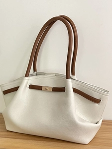 Women Fashion Lychee Pattern PU Leather Tote Bag Large Capacity Underarm Bag Retro Shoulder Bag With Metal Twist Lock For Daily Commuting