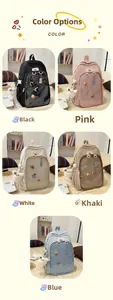 Overview of five color options for the Japanese style school backpack with transparent pocket