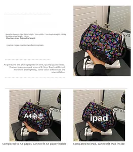 Detail der Pailletten-Patchwork-Clutch mit geometrischem Muster und Metall-Klickverschluss