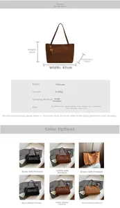 Detailed chart showing tote bag dimensions, material specs, and color options