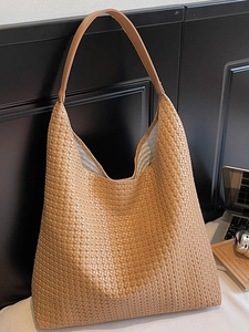 Sac à Épaule en Cuir PU Tissé pour Femmes Grande Capacité Mode Été Élégant Sac Hobo Seau Fourre-Tout pour Déplacement Quotidien