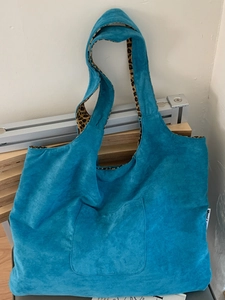 Women Large Capacity Shoulder Tote Bag Urban Minimalist Fabric Shopping Bag With Leopard Print Lining Front Pocket