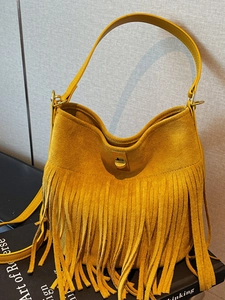 Retro Bohemian Fringe Shoulder Bag For Women Faux Suede Tassel Crossbody Bag Ethnic Style Travel Small Square Bag