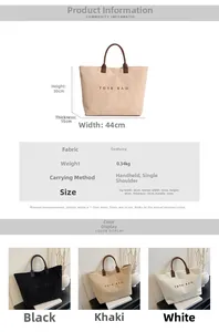 Detail showing high-quality corduroy texture and Tote Bag lettering on large casual handbag