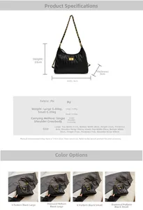 Detailed size chart for large and small quilted tote bags with PU fabric dimensions