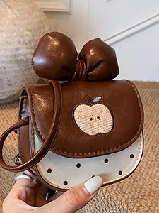 Mini Sac à Épaule en Cuir PU Mignon Nœud Pomme pour Femmes Filles Petit Sac Carré à Pois Sac Bandoulière Tendance Esthétique Quotidien