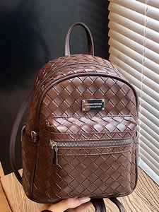 Sac à Dos en Cuir PU Tissé pour Femmes Grande Capacité Léger Sac de Voyage Mode Coréenne Mini Sac à Dos