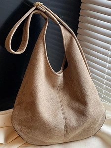 Large Capacity Suede Tote Bag Retro Frosted Shoulder Bag Hobo Crossbody Bag Urban Minimalist Commuting Fashion Women Handbag