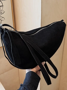 Damen Wildleder Halbmond Umhängetasche Minimalistisch Einfarbig Crossbody Tasche Retro Chic Hobo Tasche Für Den Alltag